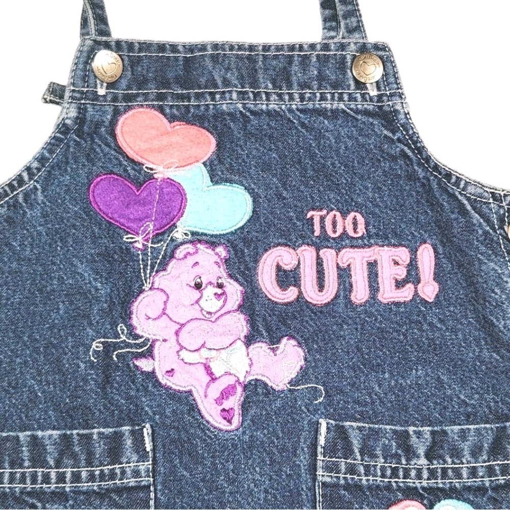 Vtg Care Bears 5T Denim Jean Overall Dress Y2K Girl Clothes Kidcore Care Bear - Picture 3 of 9